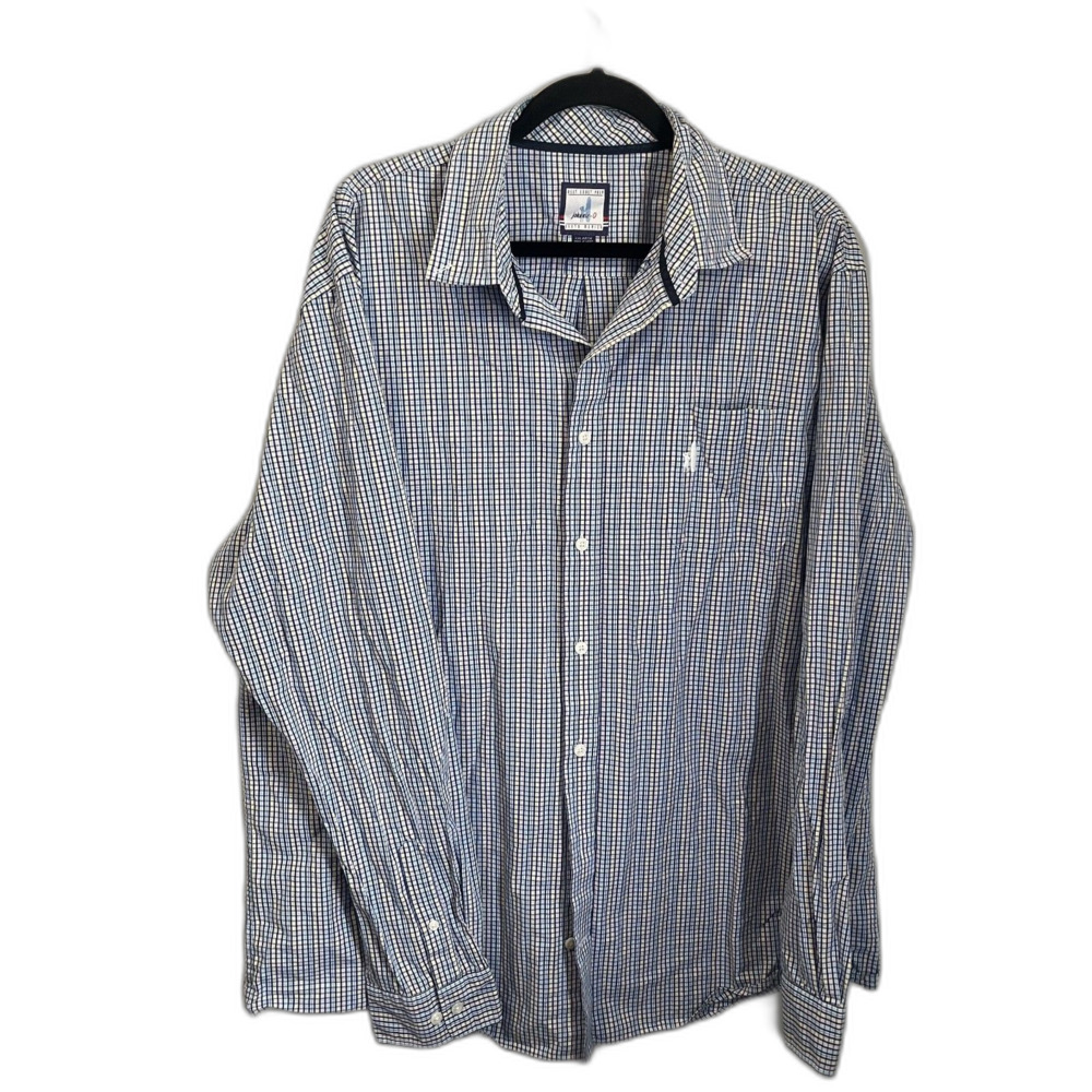 Johnnie O Long Sleeve Button Up Shirt Check Button Up Shirt Mens XXL Blue Surfer